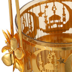 Panier doré à anse et coupelle en verre — 18,5 cm