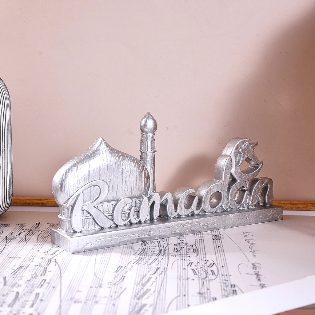 Décor de table « Ramadan » en résine — mosquée et calligraphie