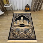 Tapis de prière la Kaaba — noir et or, pliable