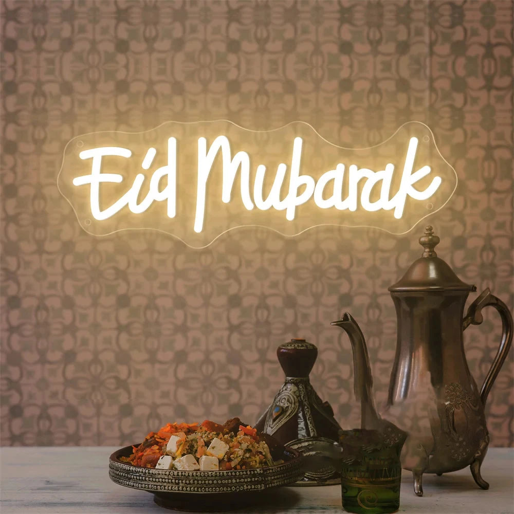 Enseigne lumineuse à LED — formules du Ramadan et de l'Aïd, 40 cm