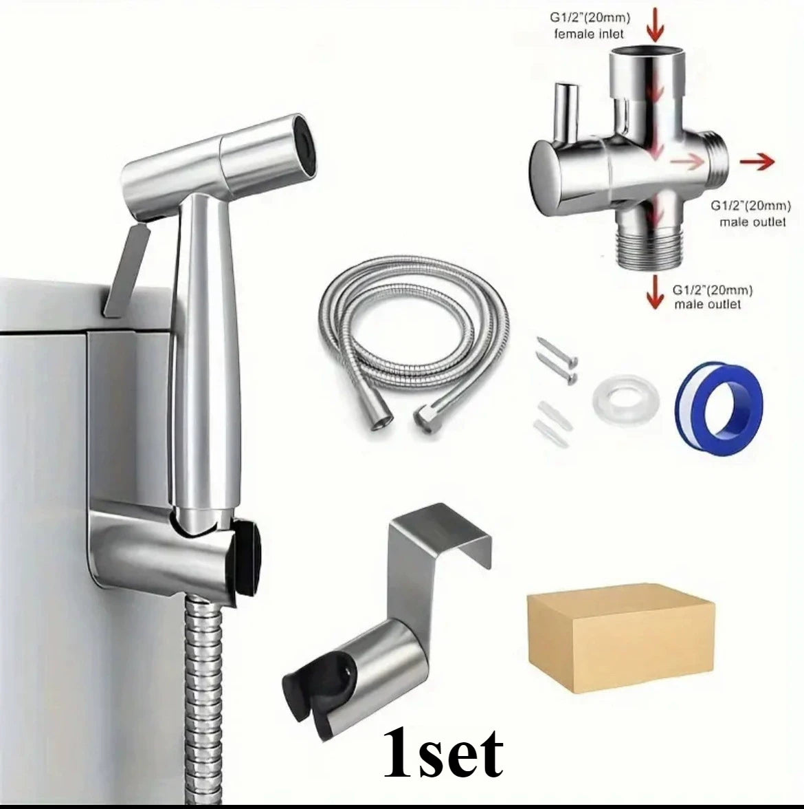 Kit douchette WC en inox 304 — avec répartiteur d'eau