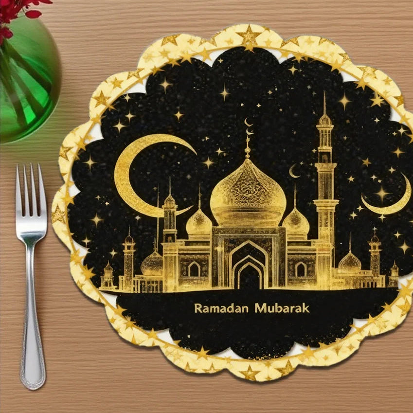 Sets de table Ramadan — lot de 4, croissant et étoiles