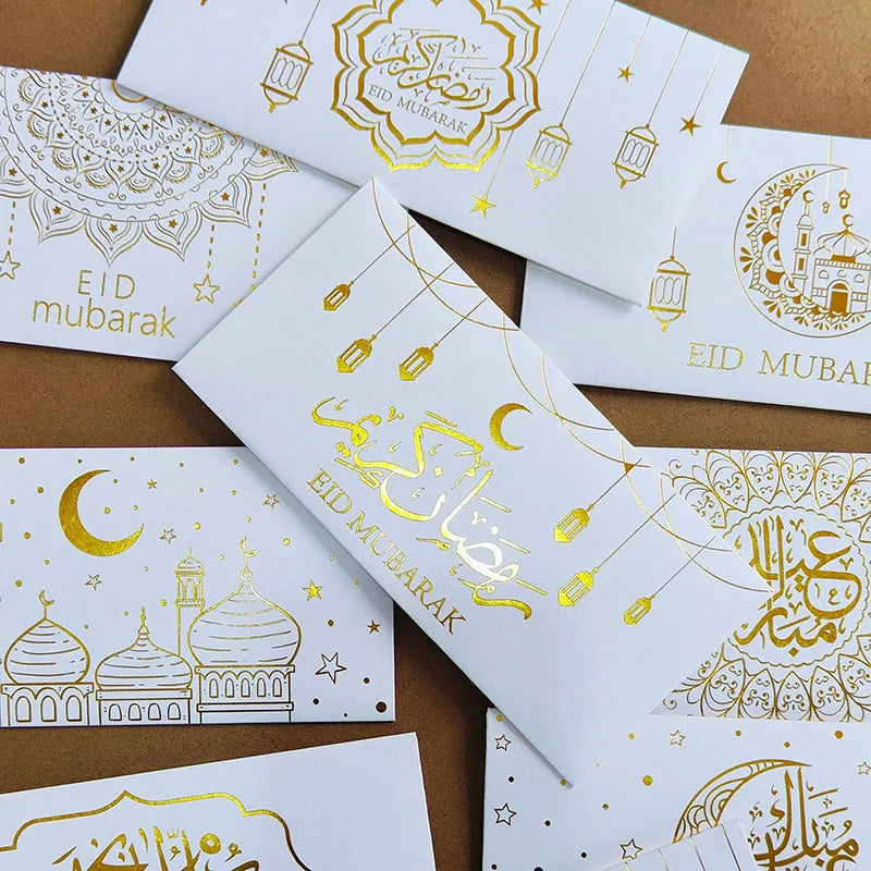 Enveloppes de l'Aïd — lot de 9, dorure à chaud