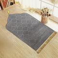 Tapis de prière épais en flanelle grise, motif turc à glands, posé au sol