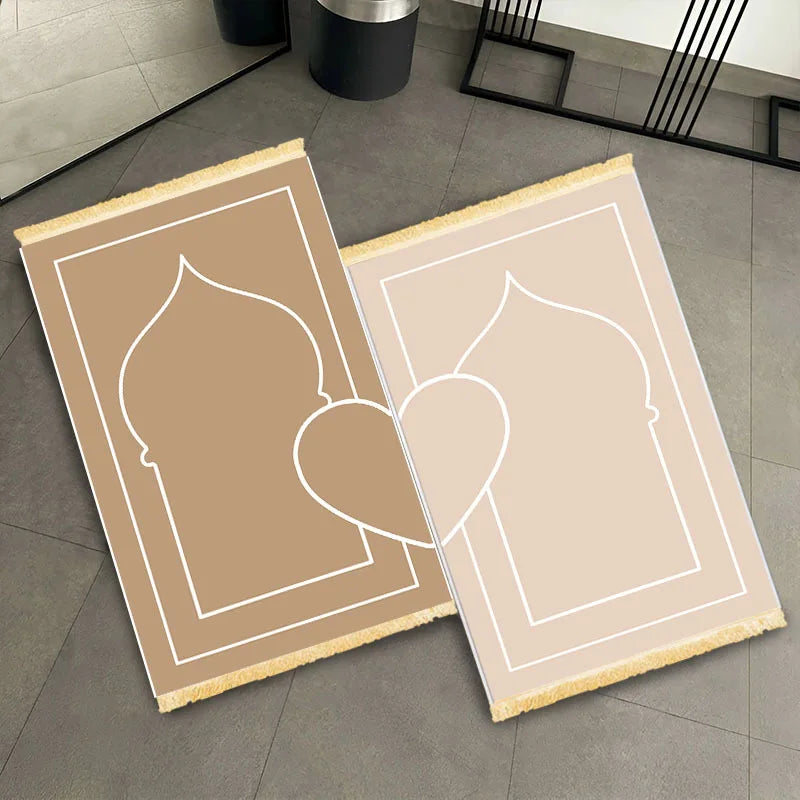 Tapis de prière minimalistes — lot de 2, crème et or