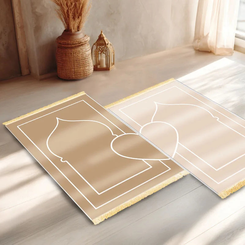 Tapis de prière minimalistes — lot de 2, crème et or