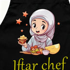 Tablier de cuisine du Ramadan — noir, 65 × 75 cm