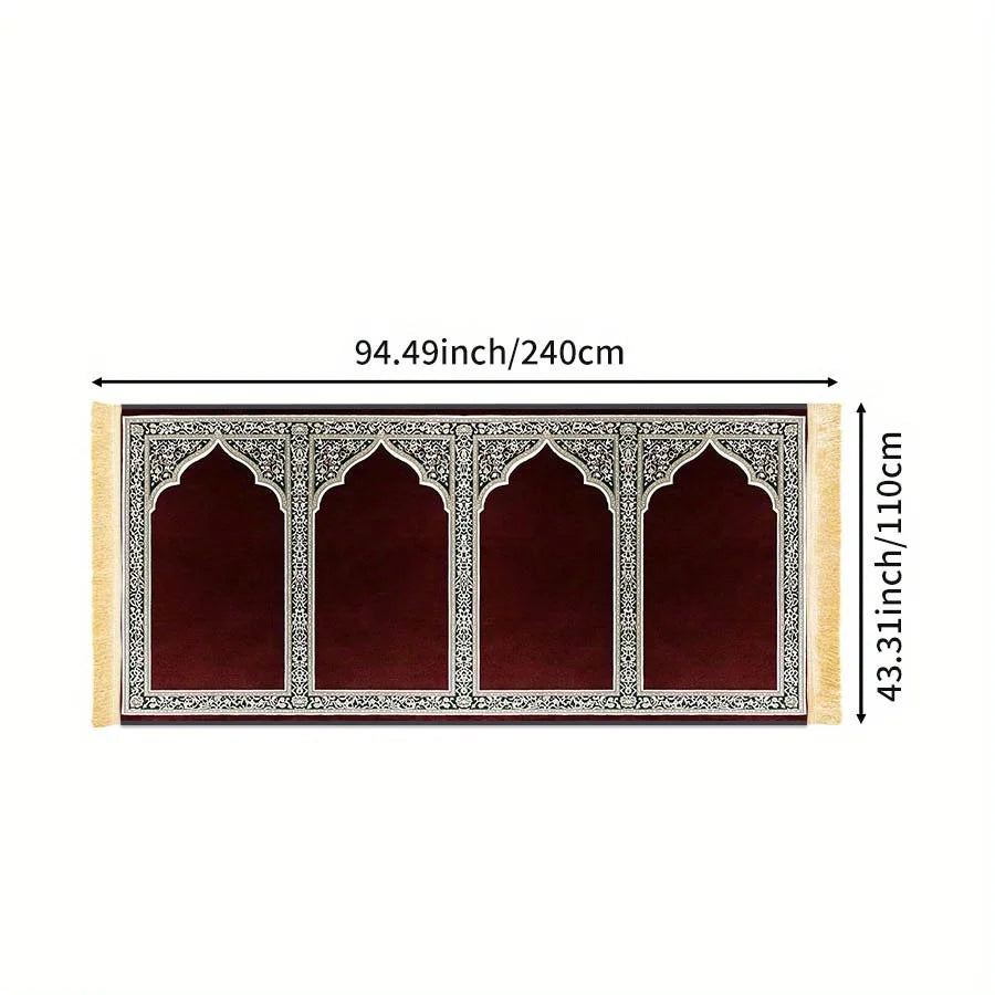 Tapis de prière collectif bordeaux et or — jusqu'à cinq emplacements