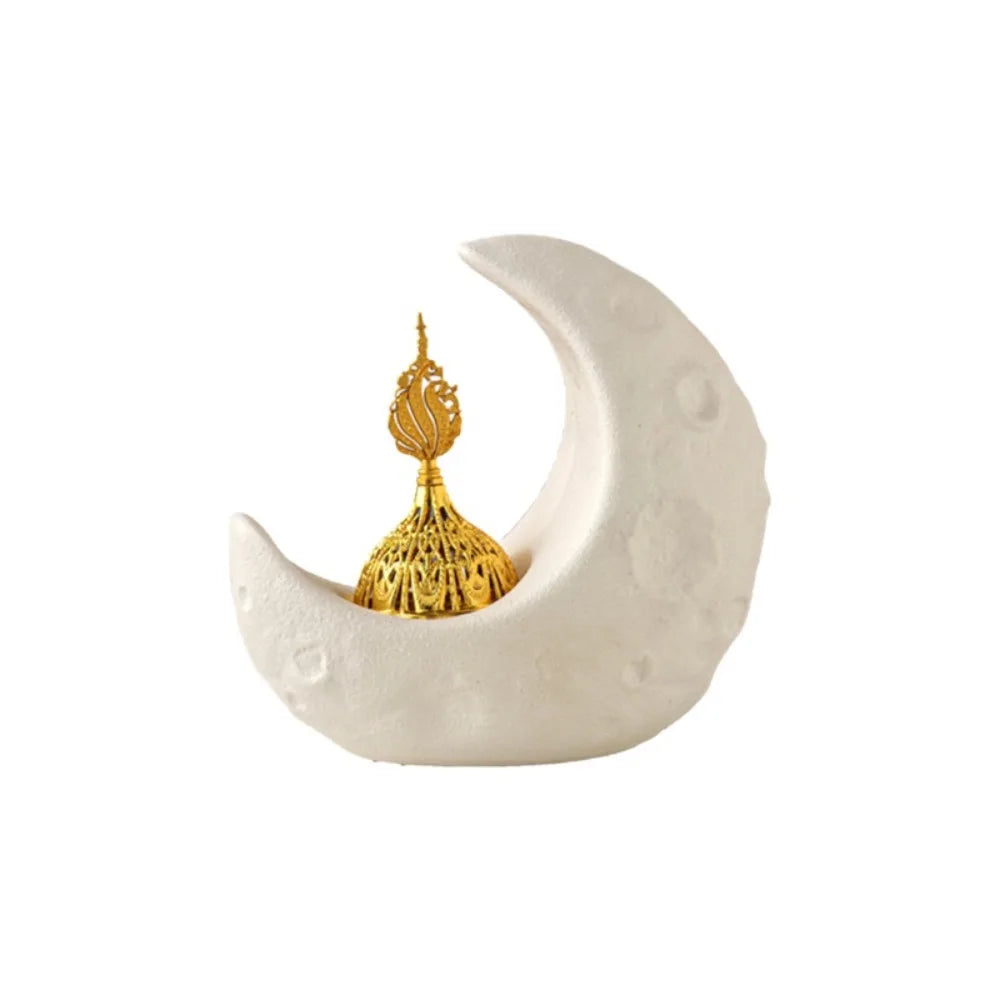 Brûle-encens en céramique, croissant de lune — trois coloris