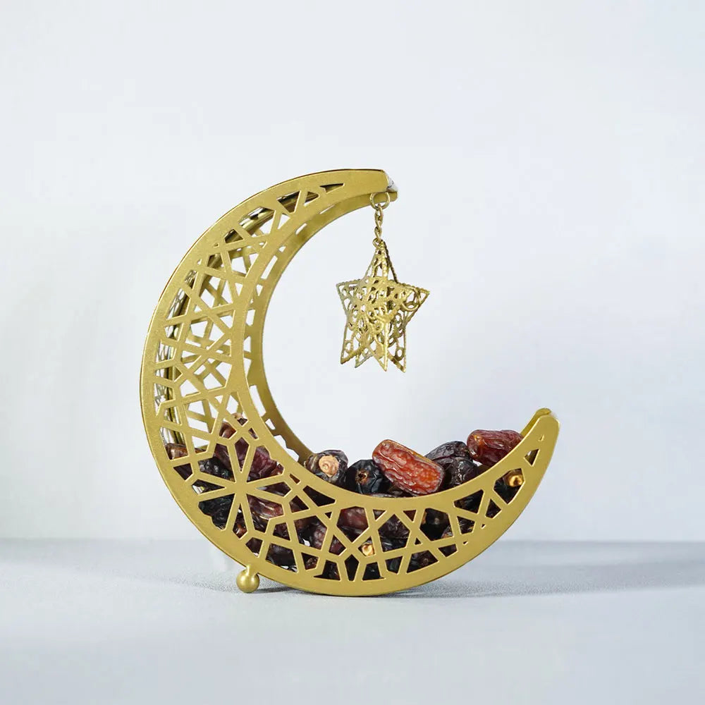 Coupelle croissant de lune en métal ajouré — étoile suspendue