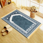 Tapis de prière arche bleu-gris — doux et antidérapant