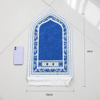 Dimensions du tapis de voyage comparées à un téléphone, 35 × 60 cm