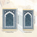 Tapis de prière arche bleu-gris — doux et antidérapant