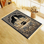Tapis de prière la Kaaba — noir et or, pliable