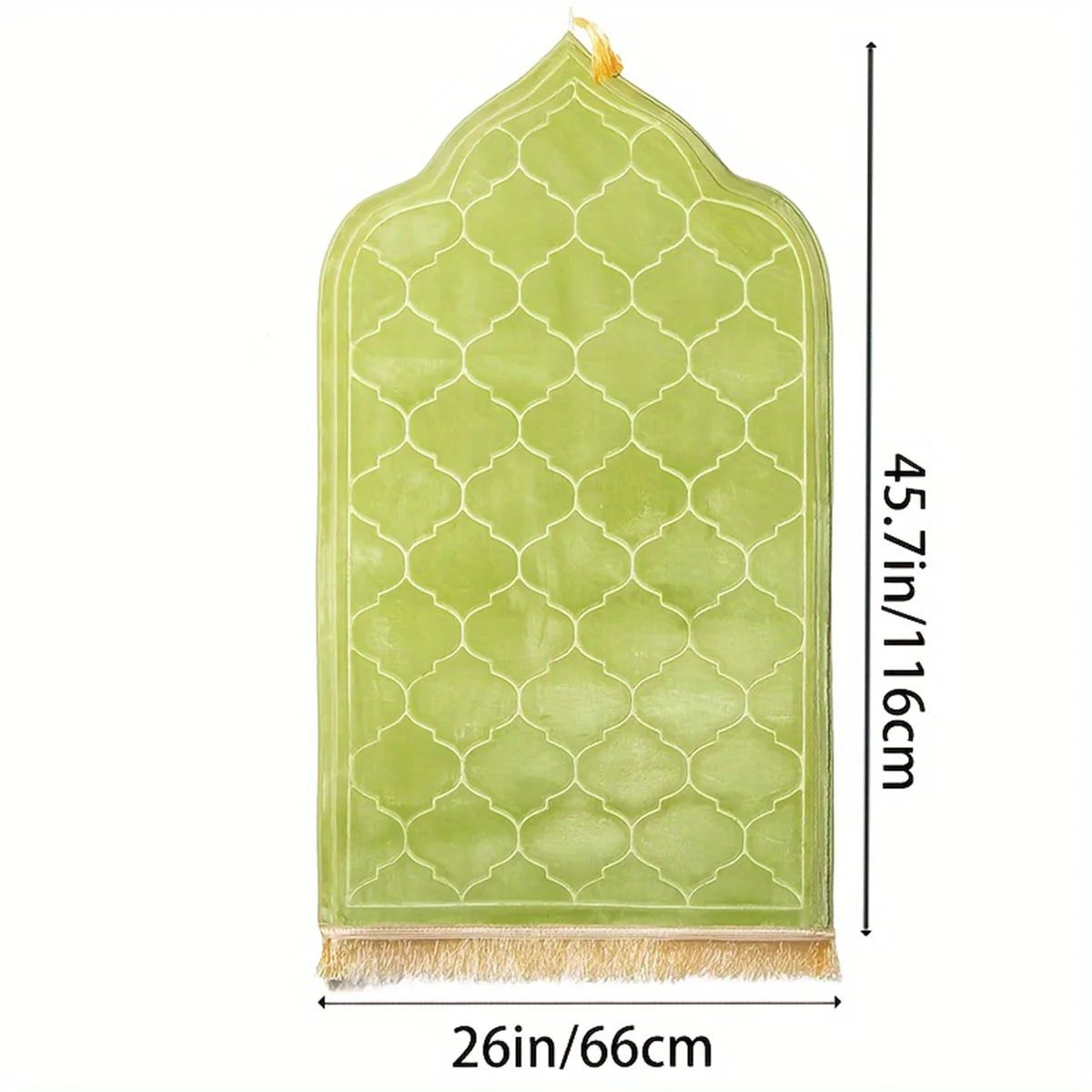Schéma coté du tapis de prière : 66 cm de large sur 116 cm de long