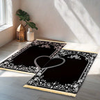 Tapis de prière pour couple — lot de 2, motif cœur, pliable à franges