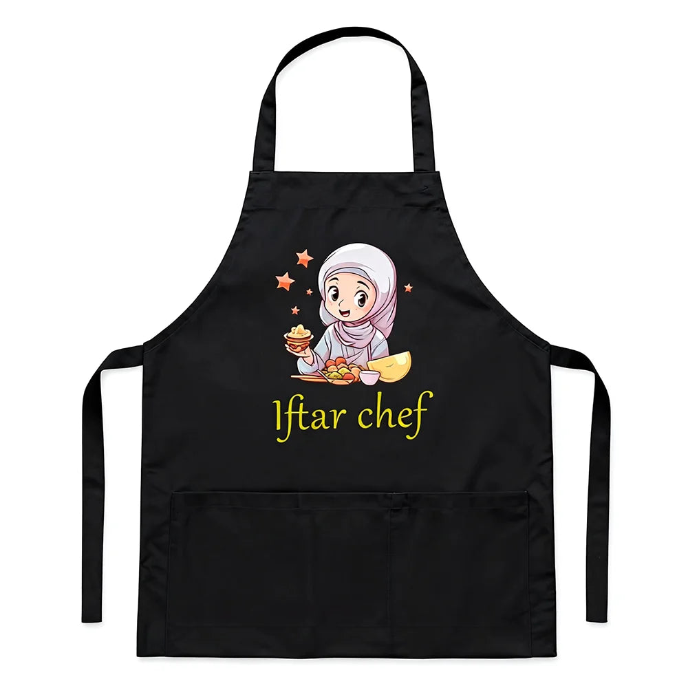 Tablier de cuisine du Ramadan — noir, 65 × 75 cm