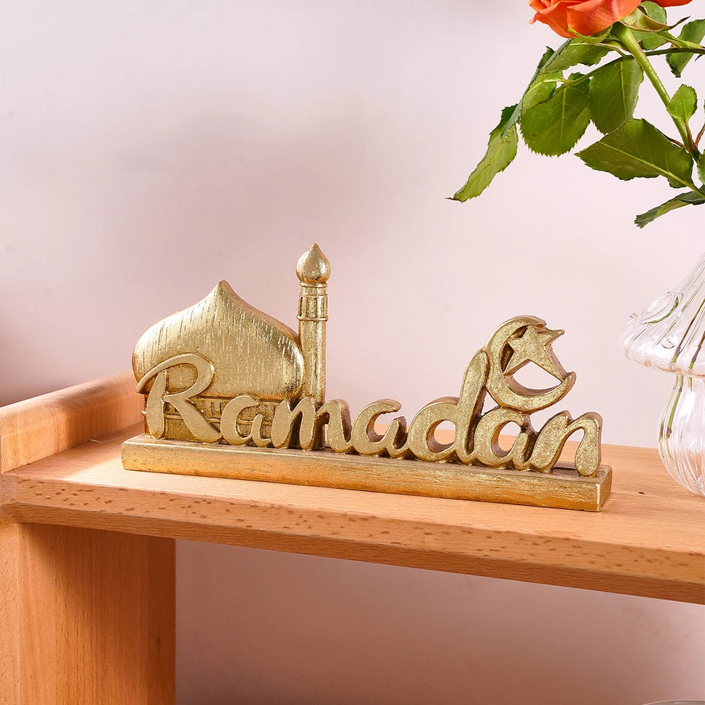 Décor de table « Ramadan » en résine — mosquée et calligraphie