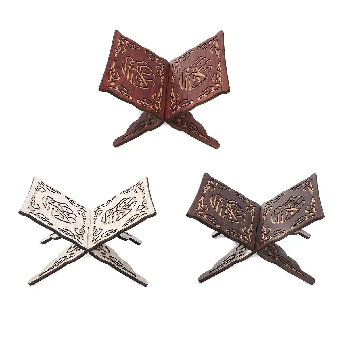 Porte-Coran en bois sculpté — pliant, trois coloris