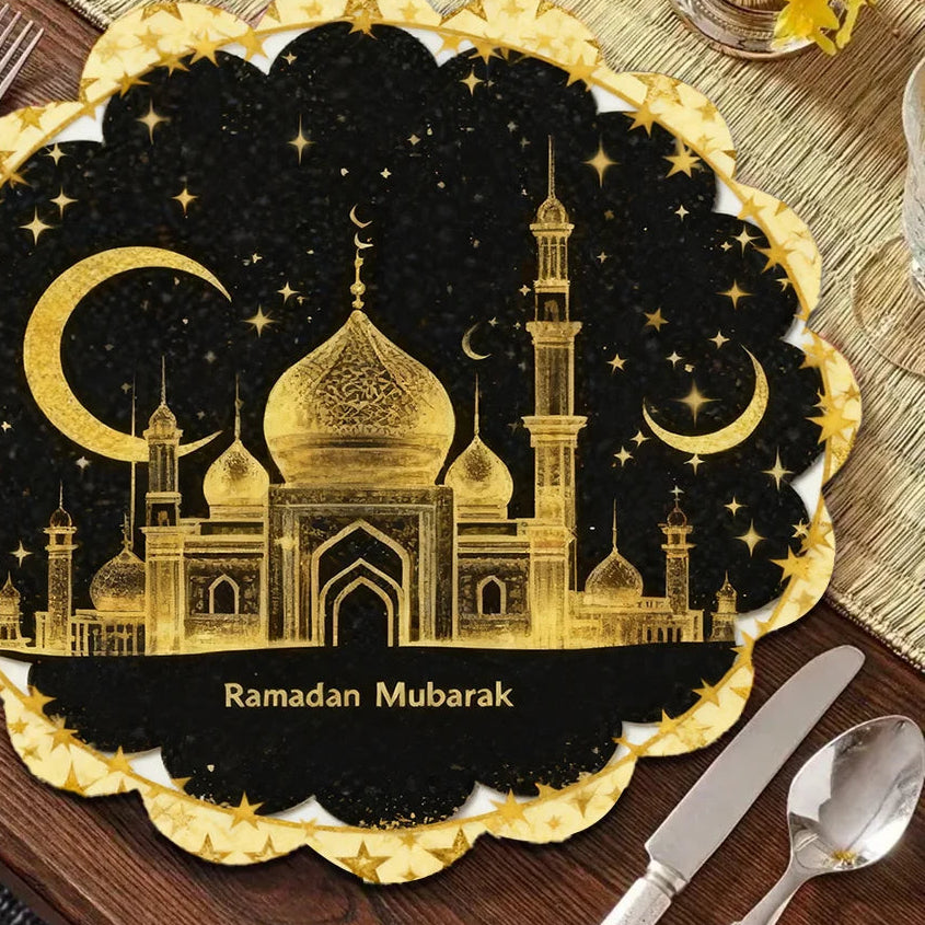Sets de table Ramadan — lot de 4, croissant et étoiles