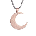 Collier croissant de lune gravé, finition or rose